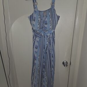 No Boundaries Striped Blue and White Maxi Dress